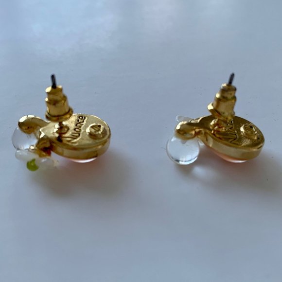 Korea Nuance Moonstone Gold Plated Gardenia Earrings - Picture 3 of 7